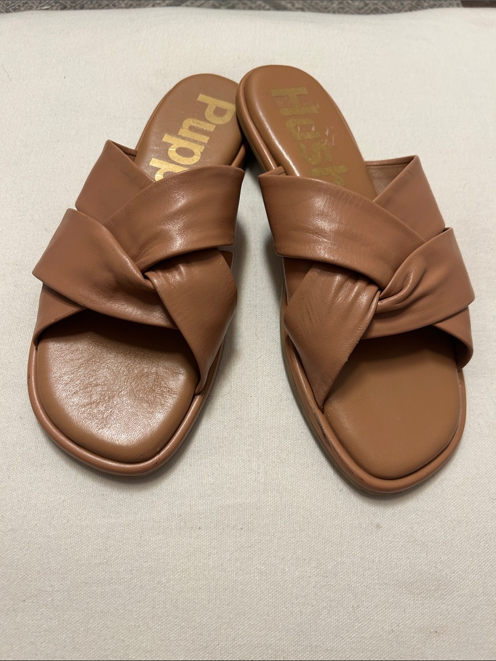 Hush Puppies Women's Brown Knotted Slide Sandals